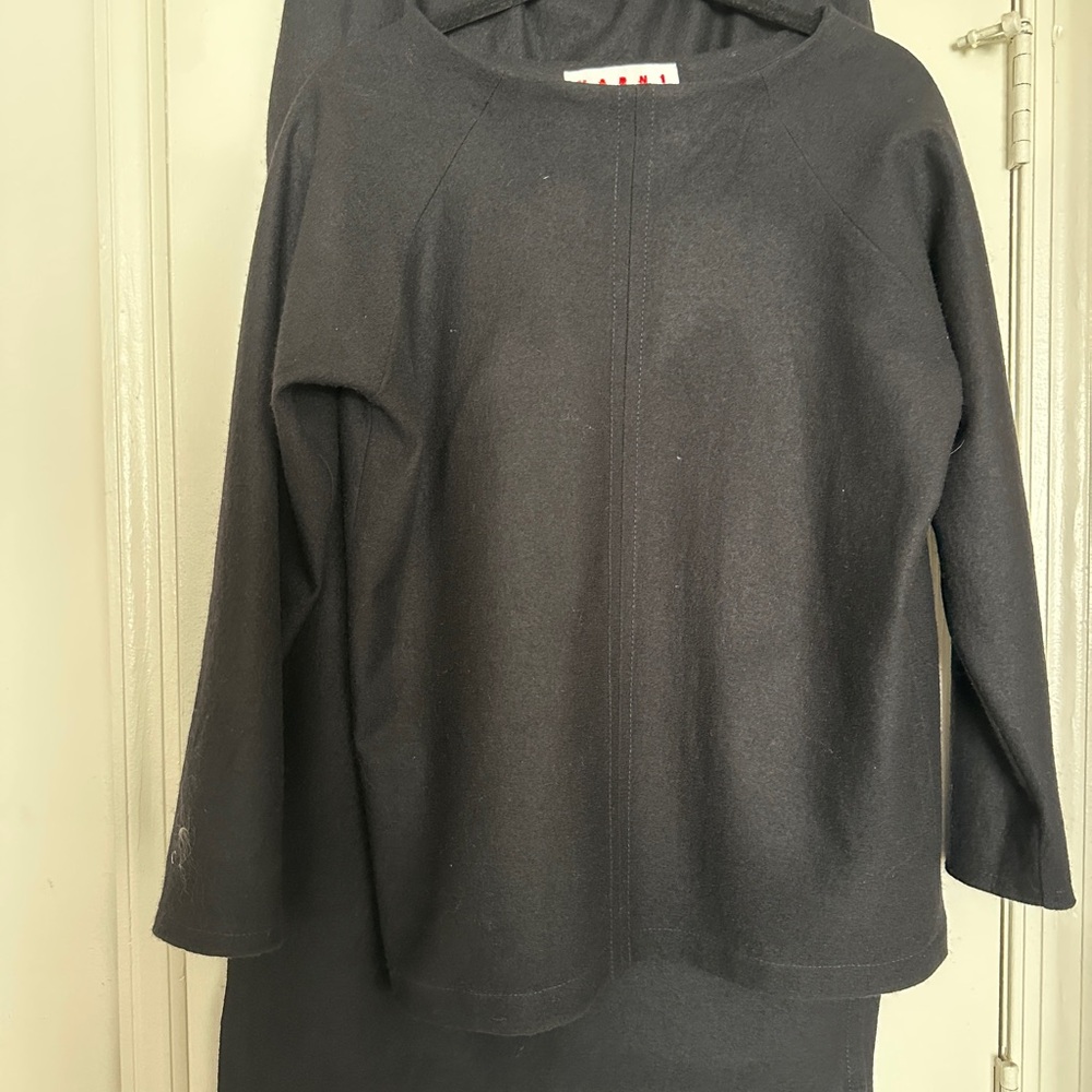 Marni boiled wool two pieces maxi skirt set